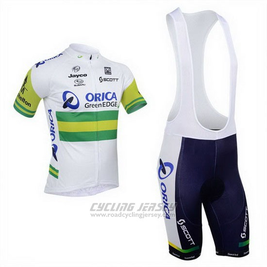 2013 Cycling Jersey Orica GreenEDGE White Short Sleeve and Bib Short